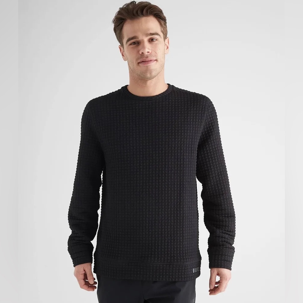 NOBULL Men’s Size Small Project Sweatshirt Quilted Black Pullover Athleisure Gym